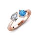 4 - Lysha 1.55 ctw GIA Certified Natural Diamond Pear Shape (7x5 mm) & Blue Topaz Cushion Shape (5.00 mm) Toi Et Moi Engagement Ring 