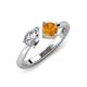 4 - Lysha 1.30 ctw GIA Certified Natural Diamond Pear Shape (7x5 mm) & Citrine Cushion Shape (5.00 mm) Toi Et Moi Engagement Ring 