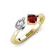 4 - Lysha 1.55 ctw GIA Certified Natural Diamond Pear Shape (7x5 mm) & Red Garnet Cushion Shape (5.00 mm) Toi Et Moi Engagement Ring 