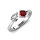 4 - Lysha 1.55 ctw GIA Certified Natural Diamond Pear Shape (7x5 mm) & Red Garnet Cushion Shape (5.00 mm) Toi Et Moi Engagement Ring 