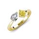 4 - Lysha 1.61 ctw GIA Certified Natural Diamond Pear Shape (7x5 mm) & Lab Created Yellow Sapphire Cushion Shape (5.00 mm) Toi Et Moi Engagement Ring 