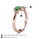 5 - Lysha 1.30 ctw Green Garnet Pear Shape (7x5 mm) & Lab Grown Diamond Cushion Shape (5.00 mm) Toi Et Moi Engagement Ring 