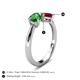 5 - Lysha 1.61 ctw Green Garnet Pear Shape (7x5 mm) & Lab Created Ruby Cushion Shape (5.00 mm) Toi Et Moi Engagement Ring 