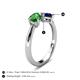 5 - Lysha 1.61 ctw Green Garnet Pear Shape (7x5 mm) & Lab Created Blue Sapphire Cushion Shape (5.00 mm) Toi Et Moi Engagement Ring 