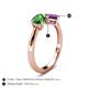 5 - Lysha 1.30 ctw Green Garnet Pear Shape (7x5 mm) & Amethyst Cushion Shape (5.00 mm) Toi Et Moi Engagement Ring 