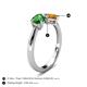 5 - Lysha 1.30 ctw Green Garnet Pear Shape (7x5 mm) & Citrine Cushion Shape (5.00 mm) Toi Et Moi Engagement Ring 