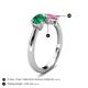 5 - Lysha 1.61 ctw Emerald Pear Shape (7x5 mm) & Lab Created Pink Sapphire Cushion Shape (5.00 mm) Toi Et Moi Engagement Ring 