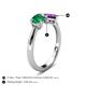5 - Lysha 1.30 ctw Emerald Pear Shape (7x5 mm) & Amethyst Cushion Shape (5.00 mm) Toi Et Moi Engagement Ring 