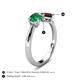 5 - Lysha 1.55 ctw Emerald Pear Shape (7x5 mm) & Red Garnet Cushion Shape (5.00 mm) Toi Et Moi Engagement Ring 