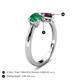 5 - Lysha 1.42 ctw Emerald Pear Shape (7x5 mm) & Rhodolite Garnet Cushion Shape (5.00 mm) Toi Et Moi Engagement Ring 
