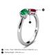 5 - Lysha 1.61 ctw Emerald Pear Shape (7x5 mm) & Lab Created Ruby Cushion Shape (5.00 mm) Toi Et Moi Engagement Ring 