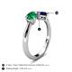 5 - Lysha 1.61 ctw Emerald Pear Shape (7x5 mm) & Lab Created Blue Sapphire Cushion Shape (5.00 mm) Toi Et Moi Engagement Ring 
