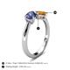 5 - Lysha 1.10 ctw Iolite Pear Shape (7x5 mm) & Citrine Cushion Shape (5.00 mm) Toi Et Moi Engagement Ring 