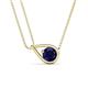 1 - Tiya 1.15 ct Lab Created Blue Sapphire (6.00 mm) Women Collier Double Chain Diagonal Teardrop Solitaire Pendant Necklace 