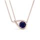 1 - Tiya 1.15 ct Lab Created Blue Sapphire (6.00 mm) Women Collier Double Chain Diagonal Teardrop Solitaire Pendant Necklace 