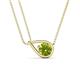 1 - Tiya 0.80 ct Peridot (6.00 mm) Women Collier Double Chain Diagonal Teardrop Solitaire Pendant Necklace 
