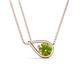 1 - Tiya 0.80 ct Peridot (6.00 mm) Women Collier Double Chain Diagonal Teardrop Solitaire Pendant Necklace 