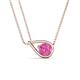 1 - Tiya 1.20 ct Lab Created Pink Sapphire (6.00 mm) Women Collier Double Chain Diagonal Teardrop Solitaire Pendant Necklace 