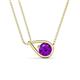 1 - Tiya 0.72 ct Amethyst (6.00 mm) Women Collier Double Chain Diagonal Teardrop Solitaire Pendant Necklace 