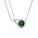 1 - Tiya 0.80 ct Lab Created Emerald (6.00 mm) Women Collier Double Chain Diagonal Teardrop Solitaire Pendant Necklace 