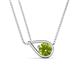 1 - Tiya 0.80 ct Peridot (6.00 mm) Women Collier Double Chain Diagonal Teardrop Solitaire Pendant Necklace 