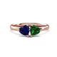 1 - Francesca 1.65 ctw Heart Shape (6.00 mm) Lab Created Blue Sapphire & Lab Created Emerald Toi Et Moi Engagement Ring 