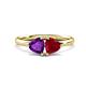 1 - Francesca 1.48 ctw Heart Shape (6.00 mm) Amethyst & Lab Created Ruby Toi Et Moi Engagement Ring 