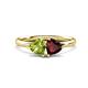 1 - Francesca 1.90 ctw Heart Shape (6.00 mm) Peridot & Red Garnet Toi Et Moi Engagement Ring 