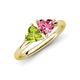 4 - Francesca 1.75 ctw Heart Shape (6.00 mm) Peridot & Pink Tourmaline Toi Et Moi Engagement Ring 