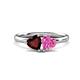 1 - Francesca 1.85 ctw Heart Shape (6.00 mm) Red Garnet & Lab Created Pink Sapphire Toi Et Moi Engagement Ring 