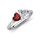4 - Francesca 1.65 ctw Heart Shape (6.00 mm) Red Garnet & Moissanite Toi Et Moi Engagement Ring 