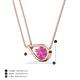 5 - Tiya 1.20 ct Lab Created Pink Sapphire (6.00 mm) Women Collier Double Chain Diagonal Teardrop Solitaire Pendant Necklace 
