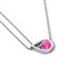 4 - Tiya 1.20 ct Lab Created Pink Sapphire (6.00 mm) Women Collier Double Chain Diagonal Teardrop Solitaire Pendant Necklace 