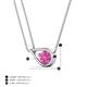 5 - Tiya 1.20 ct Lab Created Pink Sapphire (6.00 mm) Women Collier Double Chain Diagonal Teardrop Solitaire Pendant Necklace 