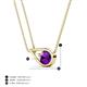 5 - Tiya 0.72 ct Amethyst (6.00 mm) Women Collier Double Chain Diagonal Teardrop Solitaire Pendant Necklace 