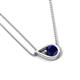 4 - Tiya 1.15 ct Lab Created Blue Sapphire (6.00 mm) Women Collier Double Chain Diagonal Teardrop Solitaire Pendant Necklace 