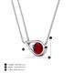 5 - Tiya 0.95 ct Lab Created Ruby (6.00 mm) Women Collier Double Chain Diagonal Teardrop Solitaire Pendant Necklace 