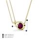 5 - Tiya 0.82 ct Rhodolite Garnet (6.00 mm) Women Collier Double Chain Diagonal Teardrop Solitaire Pendant Necklace 