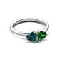 3 - Francesca 1.75 ctw Heart Shape (6.00 mm) London Blue Topaz & Lab Created Emerald Toi Et Moi Engagement Ring 