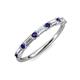 3 - Sarah 0.83 ctw Natural Diamond Baguette (4x2 mm) & Blue Sapphire Round (2.30 mm) Wedding Band 