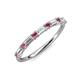 3 - Sarah 0.87 ctw Natural Diamond Baguette (4x2 mm) & Rhodolite Garnet Round (2.30 mm) Wedding Band 