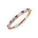 3 - Sarah 0.87 ctw Natural Diamond Baguette (4x2 mm) & Rhodolite Garnet Round (2.30 mm) Wedding Band 