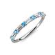 3 - Sarah 0.82 ctw Natural Diamond Baguette (4x2 mm) & Blue Topaz Round (2.30 mm) Wedding Band 