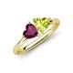4 - Francesca 2.05 ctw Heart Shape (6.00 mm) Rhodolite Garnet & Peridot Toi Et Moi Engagement Ring 