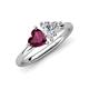 4 - Francesca 1.95 ctw Heart Shape (6.00 mm) Rhodolite Garnet & IGI Certified Lab Grown Diamond Toi Et Moi Engagement Ring 