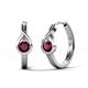 1 - Tetty 0.63 ctw (4.00 mm) Round Rhodolite Garnet Infinity Solitaire Women Hoop Earrings 
