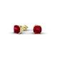 2 - Alida 0.88 ctw (4.00 mm) Cushion Shape Lab Created Ruby Solitaire Women Stud Earrings 