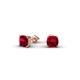 2 - Alida 0.88 ctw (4.00 mm) Cushion Shape Lab Created Ruby Solitaire Women Stud Earrings 