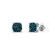 2 - Alida 1.50 ctw (5.00 mm) Cushion Shape London Blue Topaz Solitaire Women Stud Earrings 