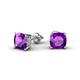 2 - Alida 1.70 ctw (6.00 mm) Cushion Shape Amethyst Solitaire Women Stud Earrings 